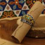 انگشتر چند سنگ نقره مردانه دست ساز طرح رامتین - Image 2