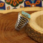 انگشتر فیروزه نیشابوری نقره مردانه طرح رولکسی - Image 3