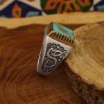 انگشتر فیروزه نیشابوری نقره مردانه طرح یا حسین - Image 3