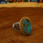 انگشتر فیروزه نیشابوری نقره مردانه طرح یا علی مدد - Image 2