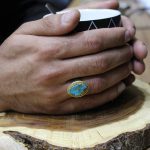 انگشتر فیروزه نیشابوری نقره مردانه طرح یا علی مدد - Image 4