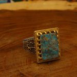 انگشتر فیروزه نیشابوری نقره مردانه طرح یا علی - Image 2