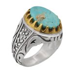 انگشتر فیروزه نیشابوری نقره مردانه طرح بستان