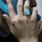 انگشتر فیروزه نیشابوری نقره مردانه طرح بستان - Image 4