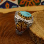 انگشتر فیروزه نیشابوری نقره مردانه طرح مستان - Image 3