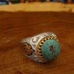 انگشتر فیروزه نیشابوری نقره مردانه طرح مناره - Image 2