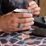 انگشتر فیروزه نیشابوری نقره مردانه دست ساز طرح سامی - Image 3