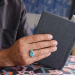 انگشتر فیروزه نیشابوری نقره مردانه دست ساز طرح سامی - Image 4