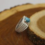 انگشتر فیروزه نیشابوری نقره مردانه دست ساز طرح محراب - Image 2