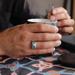 انگشتر فیروزه نیشابوری نقره مردانه دست ساز طرح محراب - Image 3