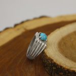 انگشتر فیروزه نیشابوری نقره مردانه دست ساز طرح لواء - Image 2