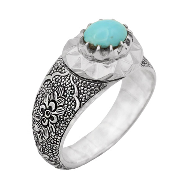 2-1-435 turquoise-dorod-man-ring(1) انگشتر فیروزه مردانه نقره دست ساز ساده