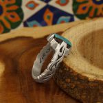 انگشتر فیروزه نیشابوری نقره مردانه دست ساز طرح آسمان - Image 2