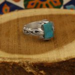 انگشتر فیروزه نیشابوری نقره مردانه دست ساز طرح آسمان - Image 3