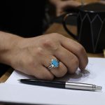 انگشتر فیروزه نیشابوری نقره مردانه دست ساز طرح آسمان - Image 4