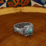 انگشتر فیروزه نیشابوری نقره مردانه دست ساز طرح آیهان - Image 3