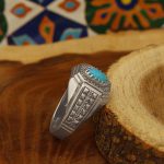 انگشتر فیروزه نیشابوری نقره مردانه طرح رهاورد - Image 3