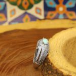 انگشتر فیروزه نیشابوری نقره زنانه طرح ستاره - Image 2