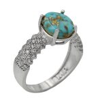 انگشتر فیروزه نیشابوری نقره زنانه طرح نورا