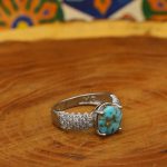 انگشتر فیروزه نیشابوری نقره زنانه طرح نورا - Image 2