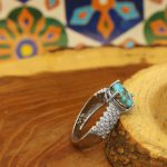انگشتر فیروزه نیشابوری نقره زنانه طرح نورا - Image 3