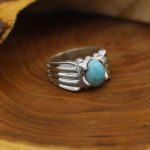 انگشتر فیروزه نیشابوری نقره مردانه دست ساز طرح مازیار - Image 2