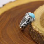 انگشتر فیروزه نیشابوری نقره مردانه دست ساز طرح سرزمین - Image 3