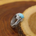 انگشتر فیروزه نیشابوری نقره مردانه دست ساز طرح هوتن - Image 3