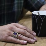 انگشتر آمیتیست نقره مردانه دست ساز طرح معین + 4 قطعه برلیان - Image 4