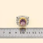 انگشتر آمیتیست نقره مردانه دست ساز طرح معین + 4 قطعه برلیان - Image 5