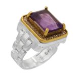 انگشتر آمیتیست نقره مردانه طرح رولکس