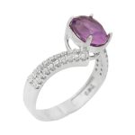 انگشتر آمیتیست الماس تراش نقره زنانه طرح مشکات