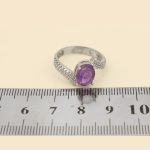 انگشتر آمیتیست الماس تراش نقره زنانه طرح مشکات - Image 4