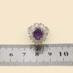 انگشتر آمیتیست الماس تراش نقره زنانه طرح آفتابگردان - Image 4