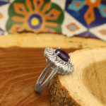 انگشتر آمیتیست الماس تراش نقره زنانه طرح آفتابگردان - Image 2