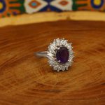 انگشتر آمیتیست الماس تراش نقره زنانه طرح آفتابگردان - Image 3