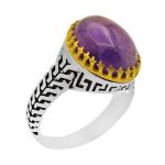 انگشتر آمیتیست نقره مردانه طرح ورساچه