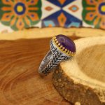 انگشتر آمیتیست نقره مردانه طرح ورساچه - Image 3