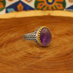 انگشتر آمیتیست نقره مردانه طرح ورساچه - Image 2