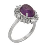 انگشتر آمیتیست الماس تراش نقره زنانه طرح ساغر