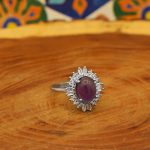 انگشتر آمیتیست الماس تراش نقره زنانه طرح ساغر - Image 2