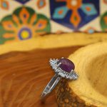 انگشتر آمیتیست الماس تراش نقره زنانه طرح ساغر - Image 3