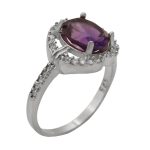 انگشتر آمیتیست الماس تراش نقره زنانه طرح الناز