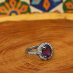 انگشتر آمیتیست الماس تراش نقره زنانه طرح الناز - Image 2