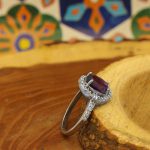 انگشتر آمیتیست الماس تراش نقره زنانه طرح الناز - Image 3