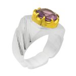 انگشتر آمیتیست نقره مردانه دست ساز طرح فخار