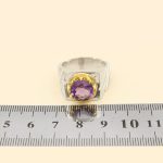 انگشتر آمیتیست نقره مردانه دست ساز طرح فخار - Image 5