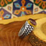 انگشتر آمیتیست نقره مردانه طرح آتن - Image 3