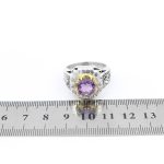 انگشتر آمیتیست نقره مردانه دست ساز طرح قلم زنی و آیینه کاری هیرو - Image 2