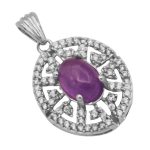 گردنبند آمیتیست نقره زنانه طرح مهرانه